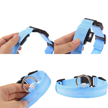Glow in the Dark LED Adjustable Dog Collar - Safe, Flashing & Waterproof for Nighttime Adventures