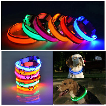 Glow in the Dark LED Adjustable Dog Collar - Safe, Flashing & Waterproof for Nighttime Adventures