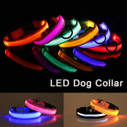 Glow in the Dark LED Adjustable Dog Collar - Safe, Flashing & Waterproof for Nighttime Adventures