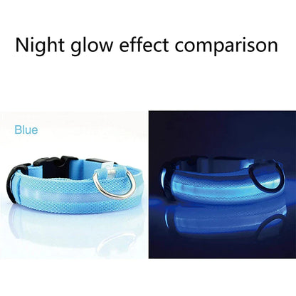 Glow in the Dark LED Adjustable Dog Collar - Safe, Flashing & Waterproof for Nighttime Adventures