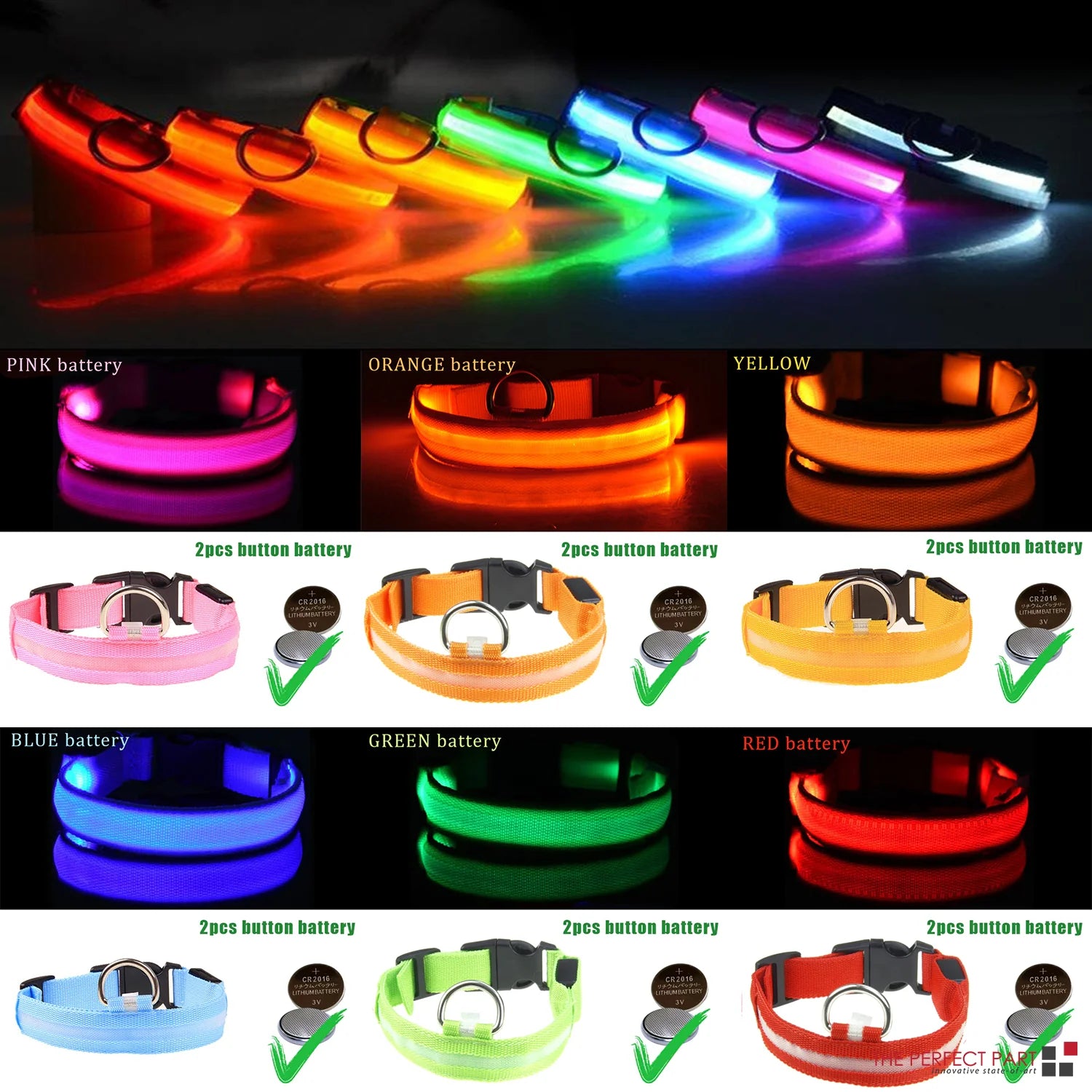 Glow in the Dark LED Adjustable Dog Collar - Safe, Flashing & Waterproof for Nighttime Adventures