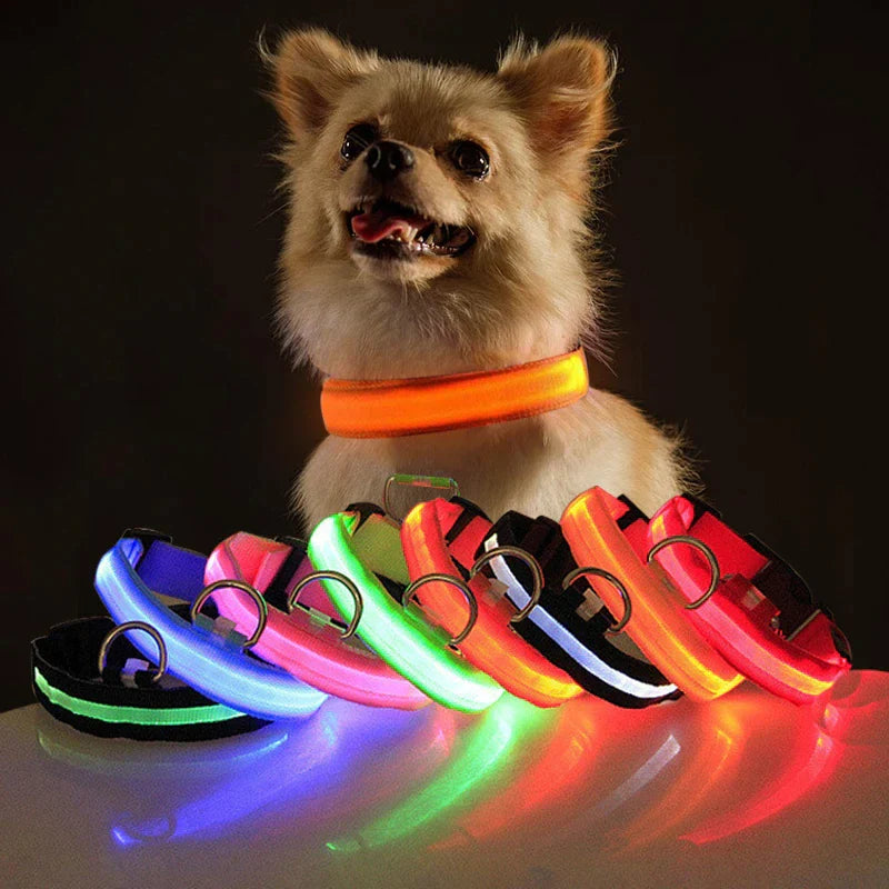 Glow in the Dark LED Adjustable Dog Collar - Safe, Flashing & Waterproof for Nighttime Adventures